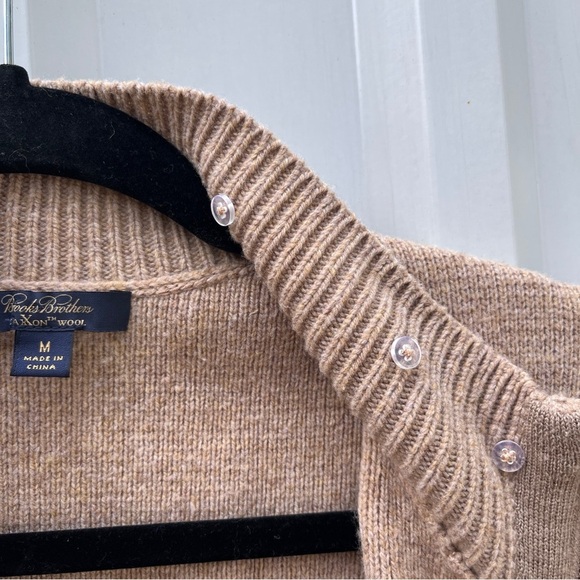 Brooks Brothers Wool Sweater Jacket Tan Womens Zip Up Medium M - Picture 8 of 14
